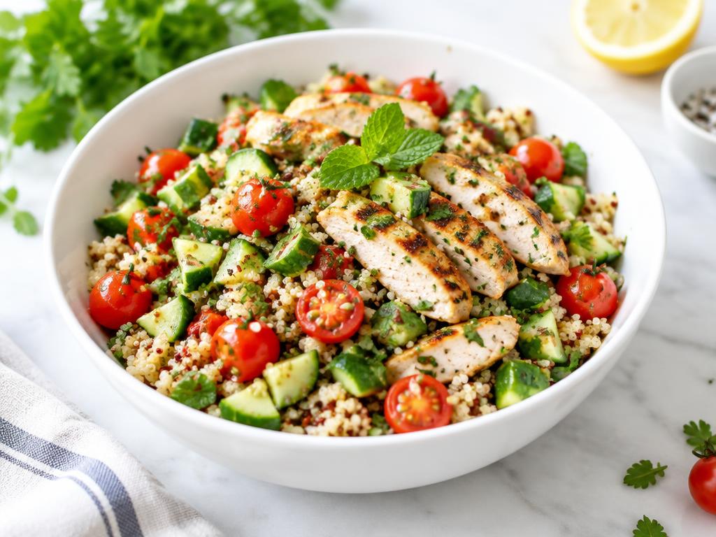 Salada de quinoa com frango